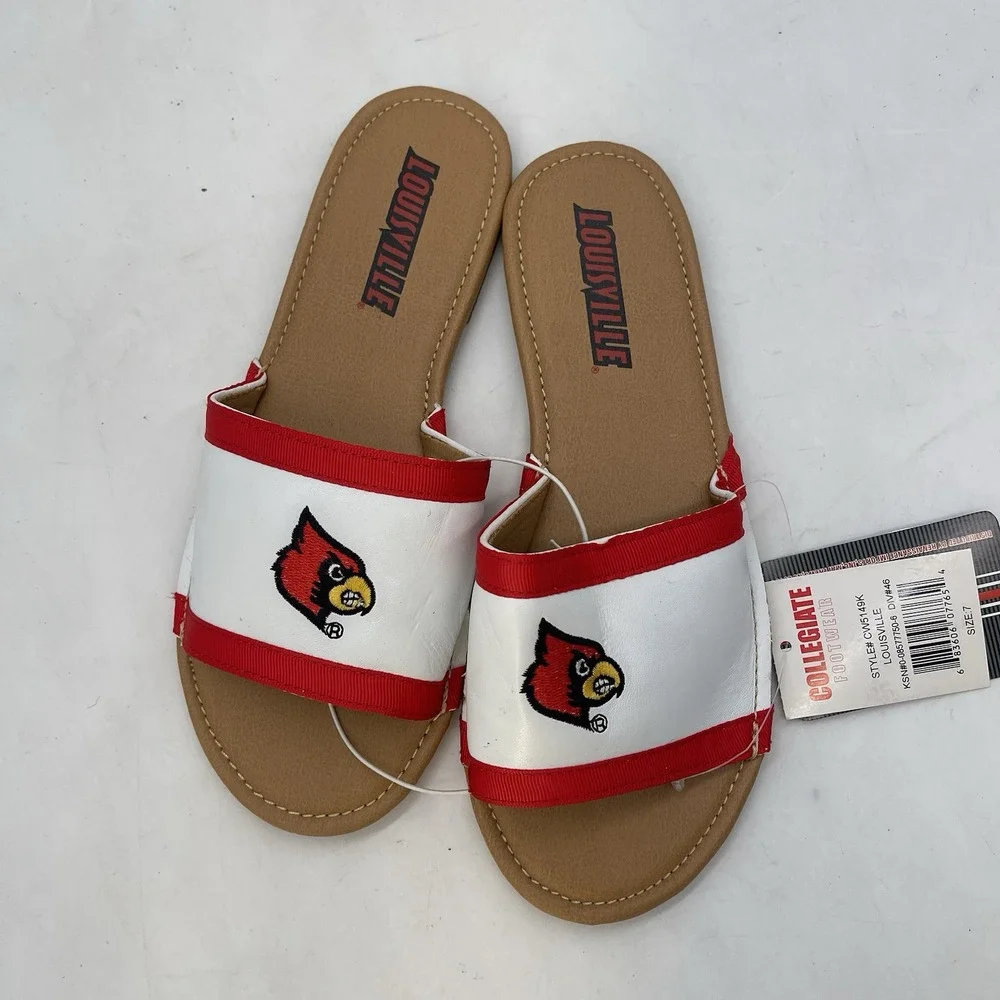 Louisville Cardinals Campus Flip Flop Sandals Slides Womens 7 Slip On